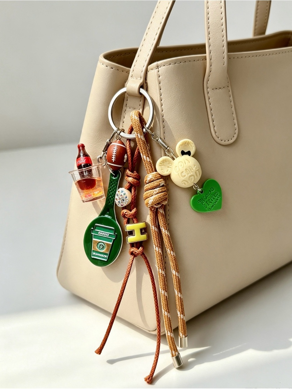 Starbucks Coffee Tennis Racket Bag Charm Keyring & coke miniature Tassel